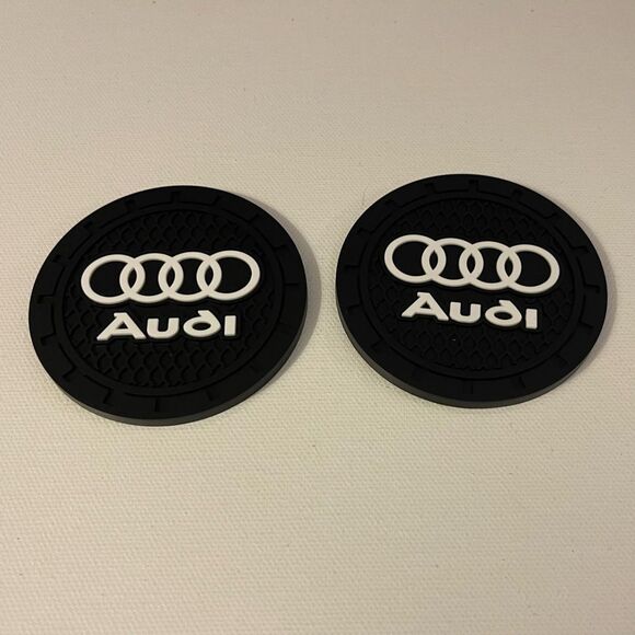 Audi Car Cup Coasters in Black Set of 2 NWT - Picture 2 of 4